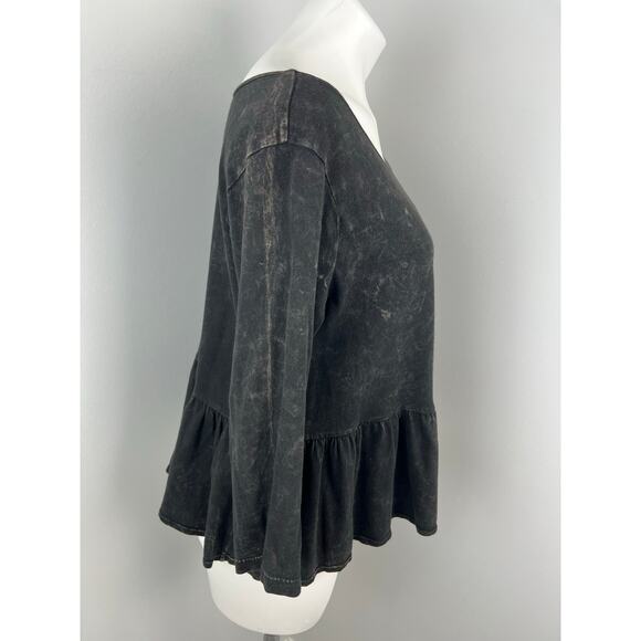 We The Free Project Social Acid Wash Gray Peplum Top Medium - Picture 2 of 5